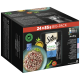 Nourriture pour chats Sheba Nature's Collection grand format, 24 x 85g, avec un bol de nourriture humide contenant du poisson, des pois et des tomates, et un chat gris sur la boîte.