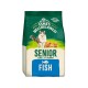 Bag of James Wellbeloved Senior Cat food, featuring a fish flavor, suitable for cats aged 7 years and older, with images of a cat and a kitten.