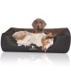 Orthopädisches Hundebett Rough Road aus laser-gestepptem marmoriertem Kunstleder schwarz/ braun XL