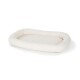 A soft, cream-colored pet bed with a plush, padded interior and raised edges, designed for comfort and support.