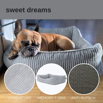 Hundebett ANTON Cord Grau L