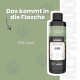 Eine Flasche ALPHAZOO Leinsamenöl für Haustiere, beschriftet mit "Leinöl", das Haut- und Fellvorteile fördert, kaltgepresst, für alle Rassen.