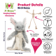 Plüsch-Birch-Bunny-Spielzeug mit grauem Fell, 18 Zoll hoch, mit einem Seil-Skelett, einem einzelnen Quietscher und Knisterpapier für Engagement.
