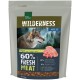 A pet food bag labeled "Wilderness Adult" featuring a wolf and fresh turkey meat, stating "60% FRESH MEAT" and "40% ingredients."