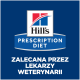 Logo Hill's Prescription Diet sur fond bleu avec le texte polonais « RECOMMANDÉ PAR LES VÉTÉRINAIRES ».