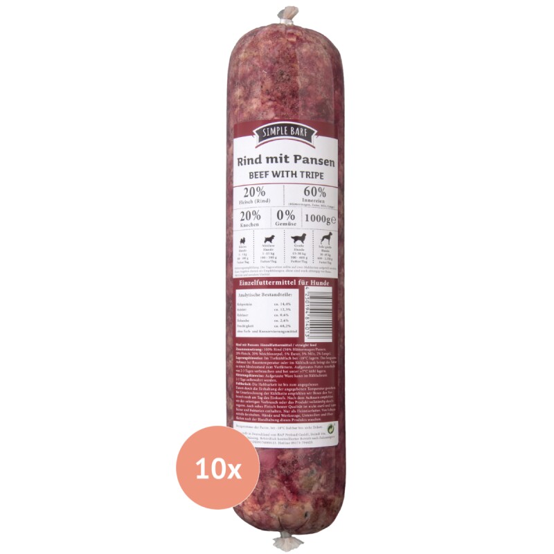 Simple BARF Rind mit Pansen 10x1 kg
