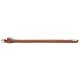 Braunes Lederhalsband mit silberner Schnalle, abgesteppten Kanten, Einstelllöchern und kleinem Metallanhänger mit der Aufschrift 'HUNTER'.