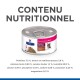 Nourriture pour animaux en conserve "Hill's Prescription Diet Gastrointestinal Biome" avec du poulet et des légumes ; 7,5 % de protéines, 3,8 % de matières grasses.