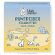 Yuki cares Fellbutter, ein pfotenförmiges Pflegeprodukt für Haustiere, mit Verpackung, die besagt "Für Katzen & Welpen und empfindliche Hunde."