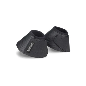 Schwarze Tierstiefel mit einer strukturierten Oberfläche und einer engen Passform, mit einem Stubben Revolution-Logo an der Seite.