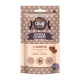 Verpackung für 'Kitty's Cuisine Crunchy Snack' mit Lamm und Kokosnuss, beschriftet 'LAMMliebe' mit einem braun-creamfarbenen Design.