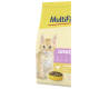 Un sac de nourriture pour chat MultiFit Junior avec un mignon chaton orange sur le devant, avec des détails clés sur les ingrédients et les avantages.