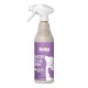 Flasche mit Envira Veterinär-Haustierspray mit lila Etikett, mit einer Katzensilhouette und Text auf Deutsch: 'HAUSTIER PFLEGE SPRAY.'