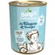 Dose Betty's Landhausküche Hundefutter mit Känguru und Kartoffel, beschriftet mit "EXTRA VIEL FLEISCH" und "ohne Zusatzstoffe."