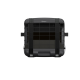 Schwarzer Haustierträger mit einem Gitterdesign, mit verstellbaren Riemen an den Seiten für sicheren Transport.