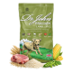 Grüne Tüte Dr. John hypoallergenes Lamm mit Reis-Hundefutter, mit einer laufenden Hundillustration, 21% Protein, 10,5% Fett und Gesundheitsansprüchen.