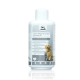 Flasche "Glanz-Pflege-Shampoo" für Hunde und Katzen, mit einem Golden Retriever und einer Katze, die sanfte Reinigung und glänzende Fellvorteile hervorhebt.