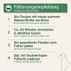 Fütterungstabelle für Haustiere: Flocken mit warmem Wasser mischen, 20 Minuten einweichen, zum Futter hinzufügen und optional Futteröl einbeziehen.
