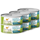 Dosen mit "Ich liebe meine Katze" natürlichem Katzenfutter mit Lachs und Truthahn, gekennzeichnet als getreidefreies Nassfutter für Katzen.