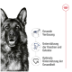 Nahaufnahme des Gesichts eines Deutschen Schäferhundes mit Text: "Gesunde Verdauung," "Knochen- und Gelenkunterstützung," "Optimale Gesundheitsunterstützung."
