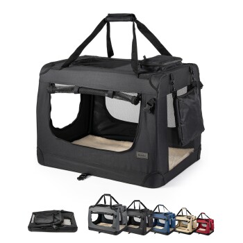 Hundetransportbox - faltbar - schwarz S