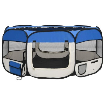 faltbarer Welpenlaufstall blau 1,45 m, 1,45 m, 61 cm