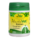 Behälter mit cdVet HuotaVet Immun CoughVet Immunsupplement für Haustiere, mit grüner und gelber Verpackung und einem Blätterdesign.