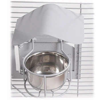 Abdeckung für Futternapf, Napfdach S Metall-Hundeschüssel mit schützendem Deckel, montiert an einem Drahtkäfig, entworfen für einfachen Zugang und Sauberkeit.