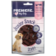 Emballage de friandises pour chiens étiqueté "Junior Snack Sticks," 70g, présentant un chiot golden retriever et la marque "Premiere. J'aime mon chien."
