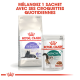 Royal Canin Verpackung mit Regular Sterilised Trockenfutter für Katzen ab 7 Jahren und einem 85g Beutel Instinctive Nassfutter.