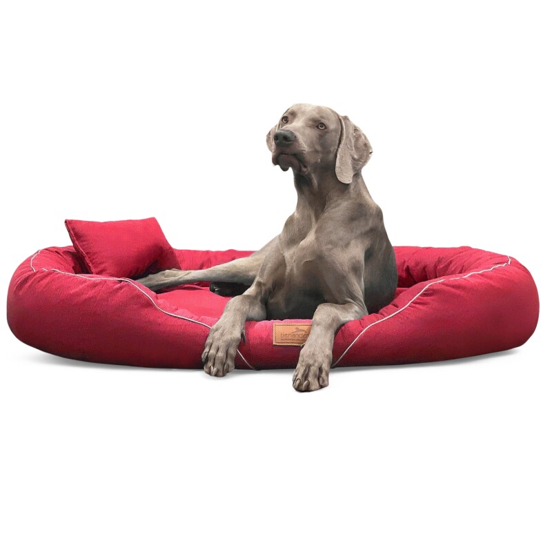 Tierlando TIFFANY Couture - Orthopädisches Hundebett dunkelrot 1,45 m, 20 cm, 1,05 m