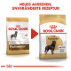Bild von zwei Beuteln Royal Canin Rottweiler Hundefutter, das ein neues Design und ein aktualisiertes Rezept zeigt. Der Text lautet: "NEUES AUSSEHEN, UNVERÄNDERTE REZEPTUR."