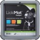 LickiMat Keeper Verpackung mit einem rutschfesten Halter für Classic und TUFF LickiMats, mit bunten Mattenoptionen und Fütterungskapazitätsdetails.