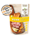Betty's Landhausküche Hundefutterverpackung, 125g, mit Huhn, Süßkartoffel, Karotte, Birne. Etiketten: "Getreidefrei", "Einzelprotein", "Keine Tierversuche."
