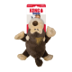 KONG Cozie Plüsch-Hundespielzeug in Braun mit hellbraunem Gesicht und Pfoten auf der Verpackung — sichtbarer Text: 'KONG Cozie' und 'SQUEAKS'
