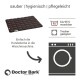 Schwarze Hundedecke mit gestepptem Design, beschriftet mit "Doctor Bark", mit Waschhinweisen: maschinenwaschbar bis 95°C und trocknergeeignet.