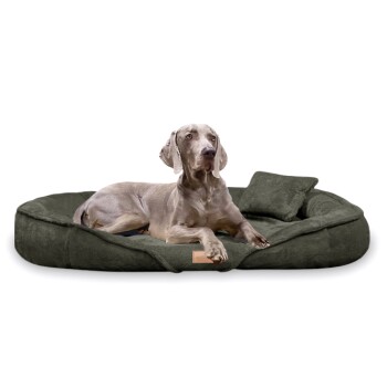 ® XENIA - Orthopädisches Hundebett / Hundesofa dunkles olivgrün 1,45 m, 20 cm, 1,05 m