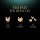 Goldene Geflügelsymbole auf dunklem Hintergrund mit dem Text ‚VIELFALT FÜR JEDEN TAG‘ und den Angaben ‚mit Huhn, mit Truthahn, mit Geflügel‘.