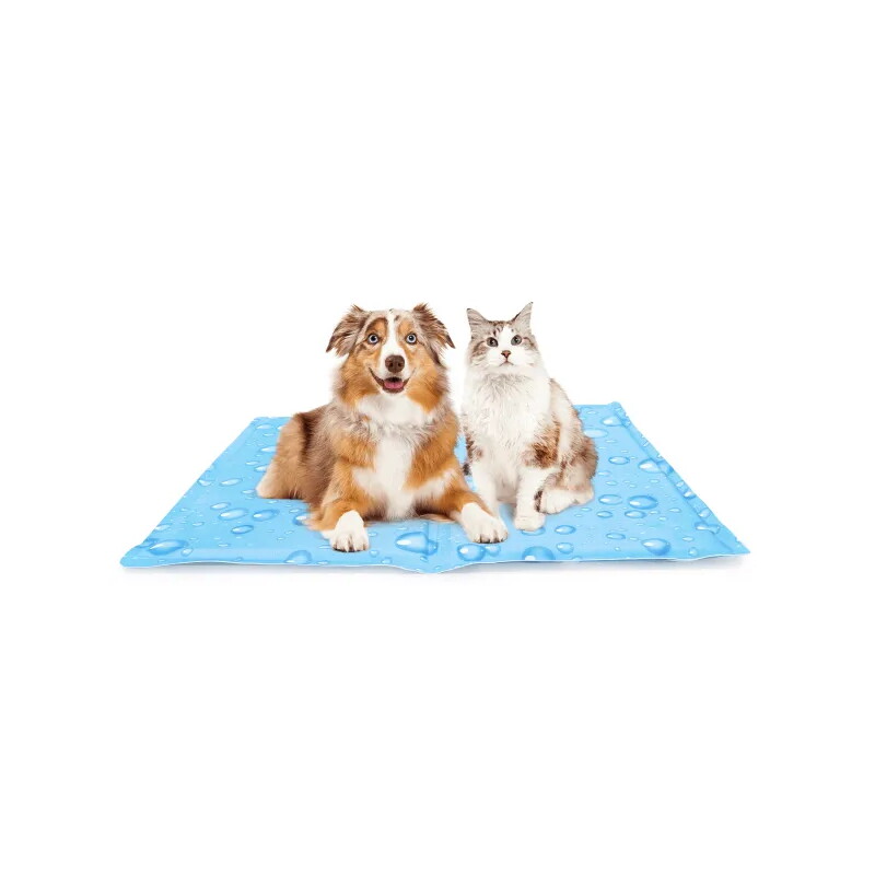 nobleza Hunde Kühlmatte – Hellblau mit Wassertropfen S