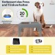 Erhöhte Futter- und Wasserstation für Hunde mit schwarzen und Edelstahl-Schalen, die gesunde Gewohnheiten fördert. Mit auslaufsicherem Design, keine Höhenverstellung.