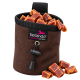 Braune Haustier-Zubehörtasche mit Kordelzugverschluss, ausgestattet mit einem tierlando-Logo und dem Text 'Hundebetten und mehr.'