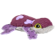 Lila Plüschfroschspielzeug für Haustiere, mit gestickten Augen und strukturiertem Stoff, ideal zum Spielen und Kuscheln.