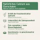 Etikett: Natürliches Calcium aus Eierschalen: erhält die Knochenstruktur, unterstützt die Zahngesundheit, hohe Bioverfügbarkeit, neutraler Geschmack.