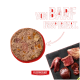 Runder, roh wirkender Tierfutter-Patty mit rohem Fleisch auf Schiefer, Pfeil auf rotem Hintergrund, „VON BARF INSPIRIERT.“ und FLEISCHESLUST-Logo.