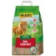Eine Tüte MultiFit Öko-Comfort Katzenstreu, 18 kg, mit einer flauschigen orangefarbenen Katze auf einem grasigen Hintergrund, mit den Etiketten 'Klumpend' und 'Geruchskontrolle'.