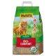 A bag of MultiFit Öko-Comfort cat litter, 18kg, featuring a fluffy orange cat on a grassy background, with "Klumpend" and "Odour Control" labels.