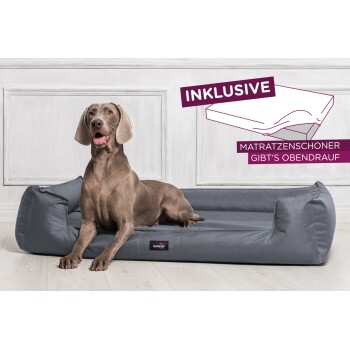 ® GOOFY - Orthopädisches Hundebett aus Polyester inkl. Matratzenschoner grau/ grau 1,1 m, 22 cm, 90 cm