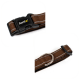 Brauner Haustierhalsband mit einer schwarzen Schnalle, die mit "lionto" beschriftet ist, mit einem 2 cm Breitenindikator.