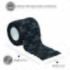 Schwarze Tierbandage mit Totenkopf-Muster, hergestellt aus 95 % Baumwolle und 5 % Elasthan, mit einer Länge von 4,5 m und einer Breite von 5 cm.