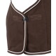 Brauner Fleece-Haustieranzug mit einem weißen und braunen Rand, ausgestattet mit einem Frontverschluss und einem einfachen Design für Wärme und Komfort.